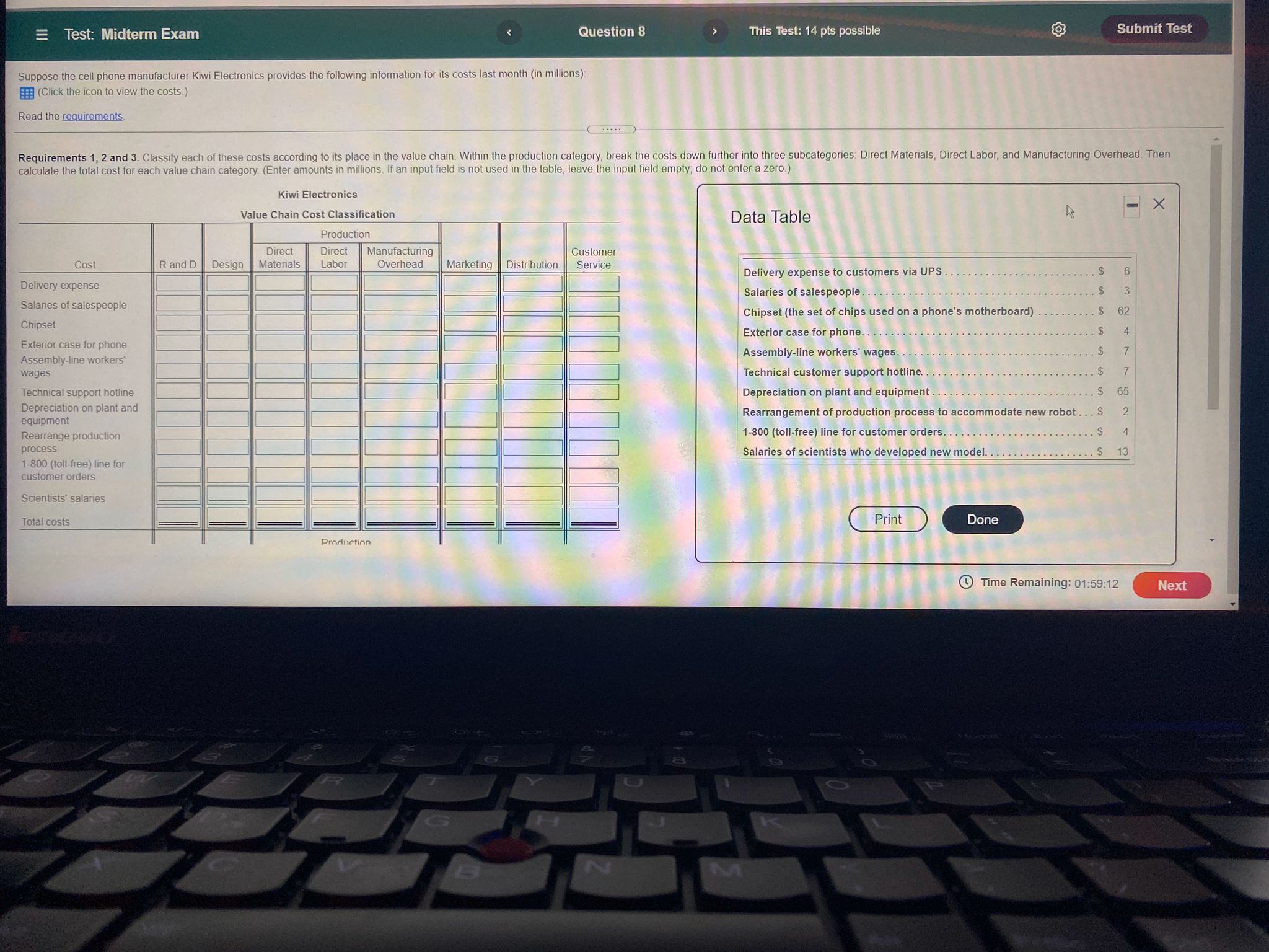 second pic is scrolled down Test: Midterm Exam Question 8 This Test: