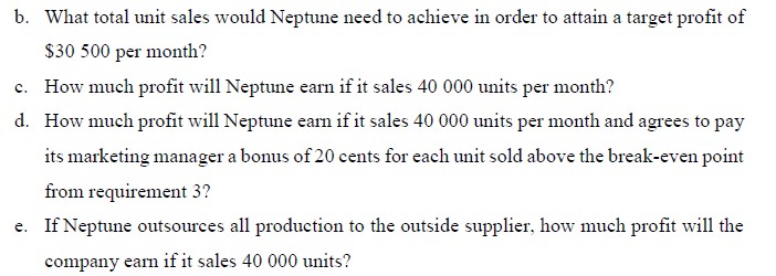 customers. The company's marketing department estimates that the demand for the new