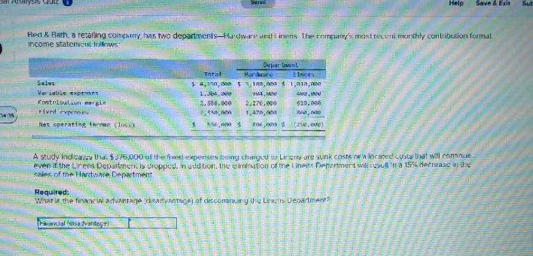  Help Save & Exit Sub Red & Bath, a retailing company