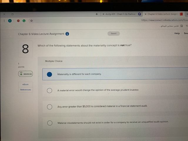 Lecture Atugr https:/ewconnect.mheducation -Hiull wilam us Chapter 6 Video Lecture Assignment 0