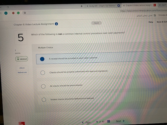 - Chap: 5 Chu Flashcar Q x Chapter 6 Video Lecture Assignn
