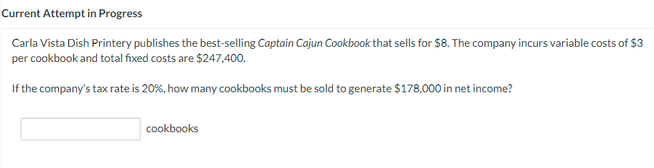  Current Attempt in Progress Carla Vista Dish Printery publishes the best-selling