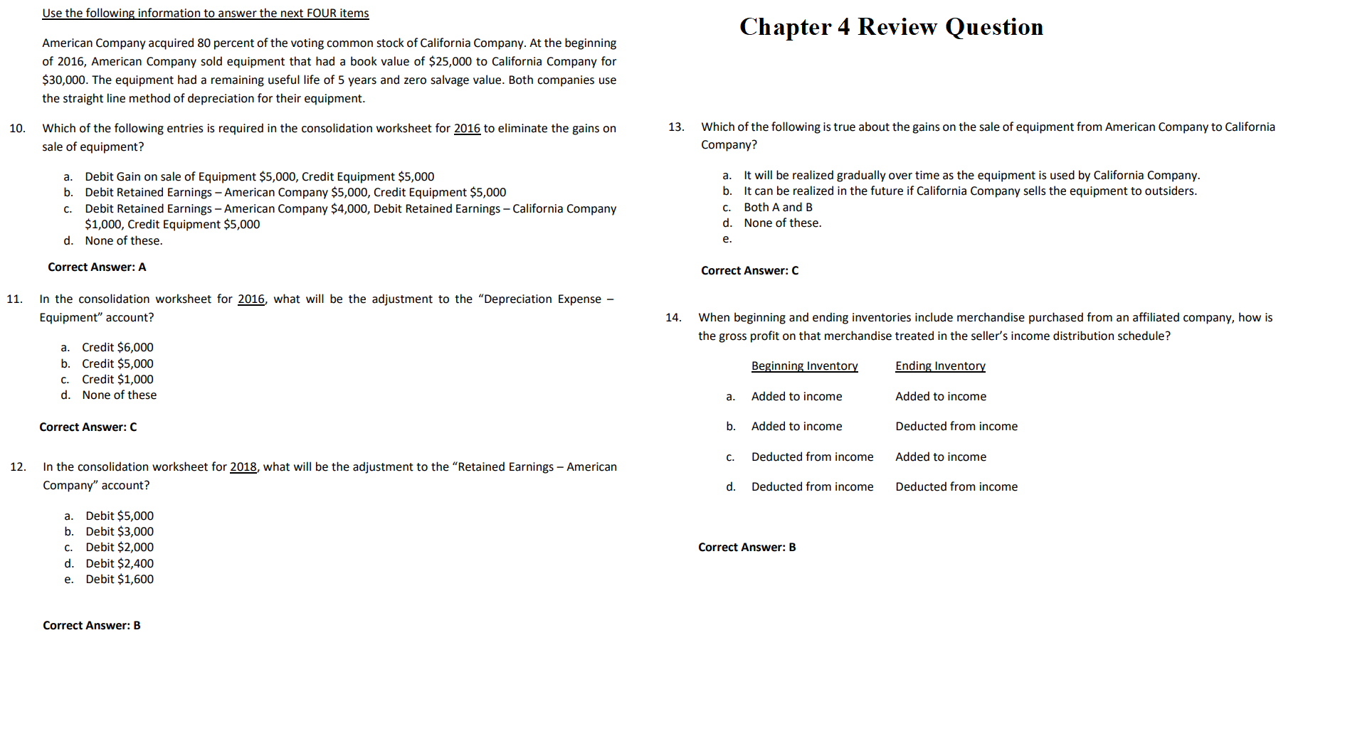 A (Parent) owns 90% of the common stock of Company B (Subsidiary).