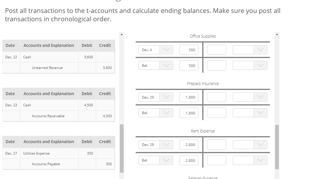 Debit Credit Accounts Payable Dec. 1 Cash 29,900 Dec. 30 V 350