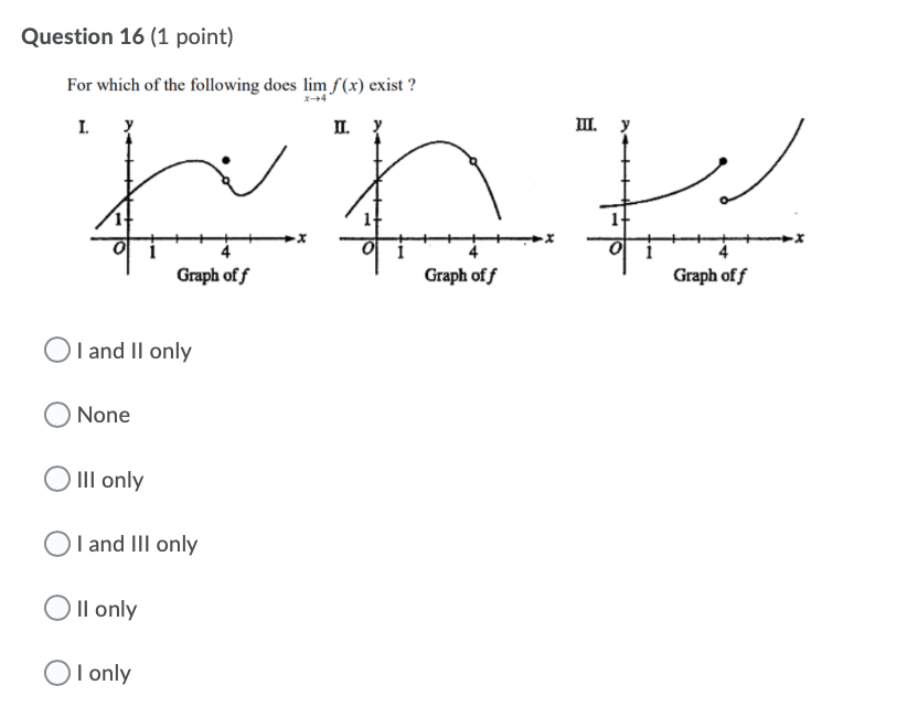 18, 19 \fQuestion 16 (1 point) For which of the following does