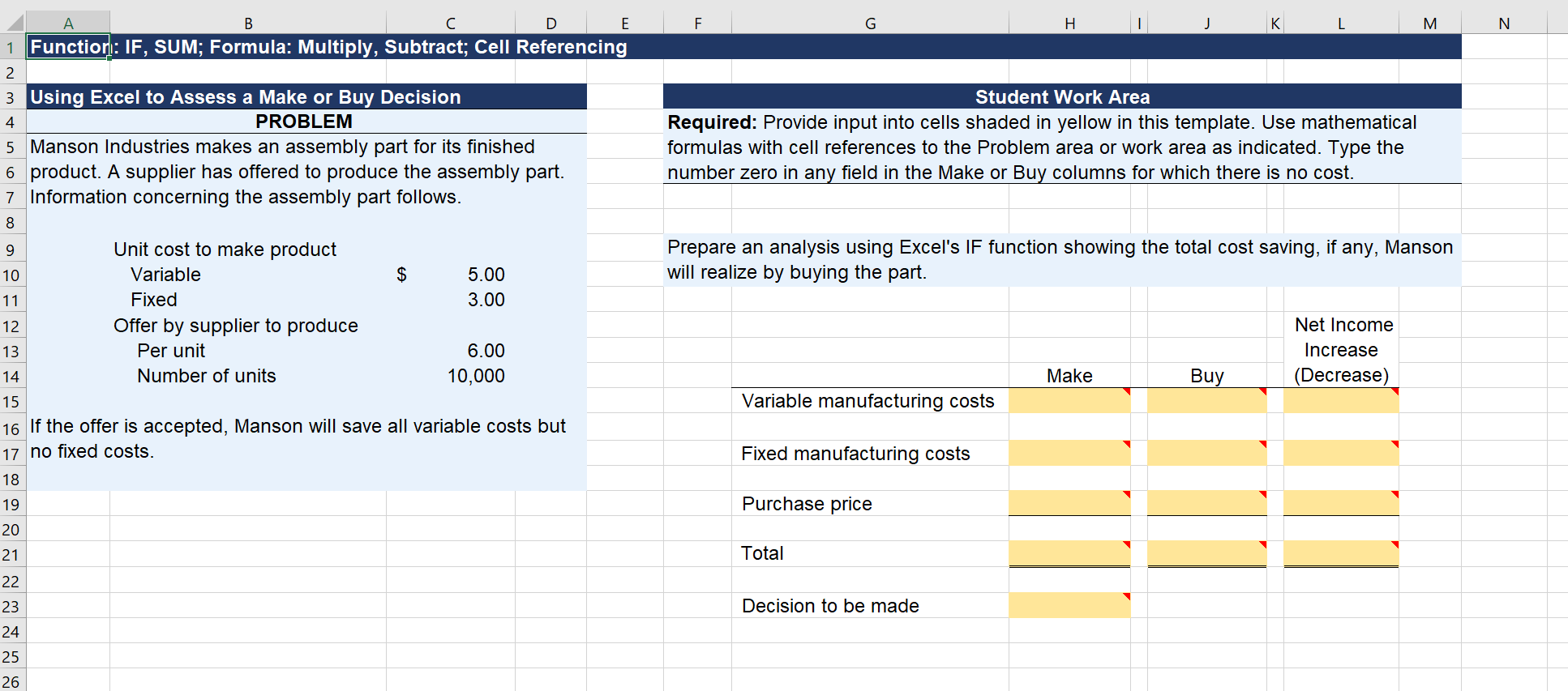 Need some help with this question, please help with the cell referencing