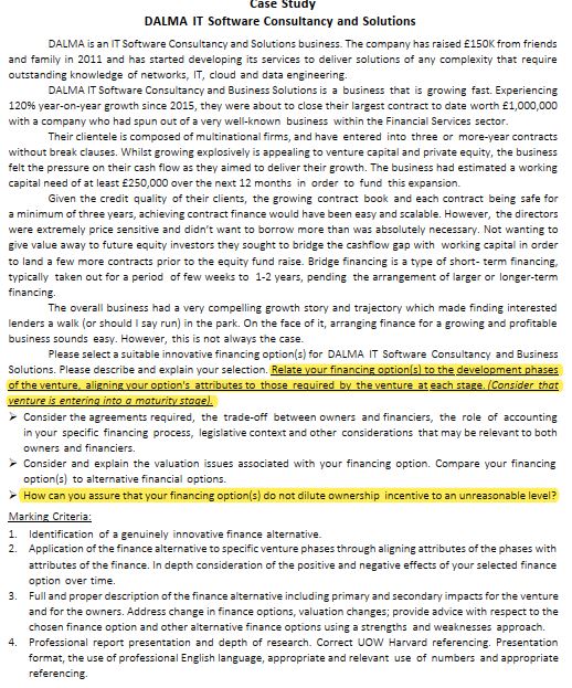 Please answer the highlighted question (in yellow) considering the marking criteria Case
