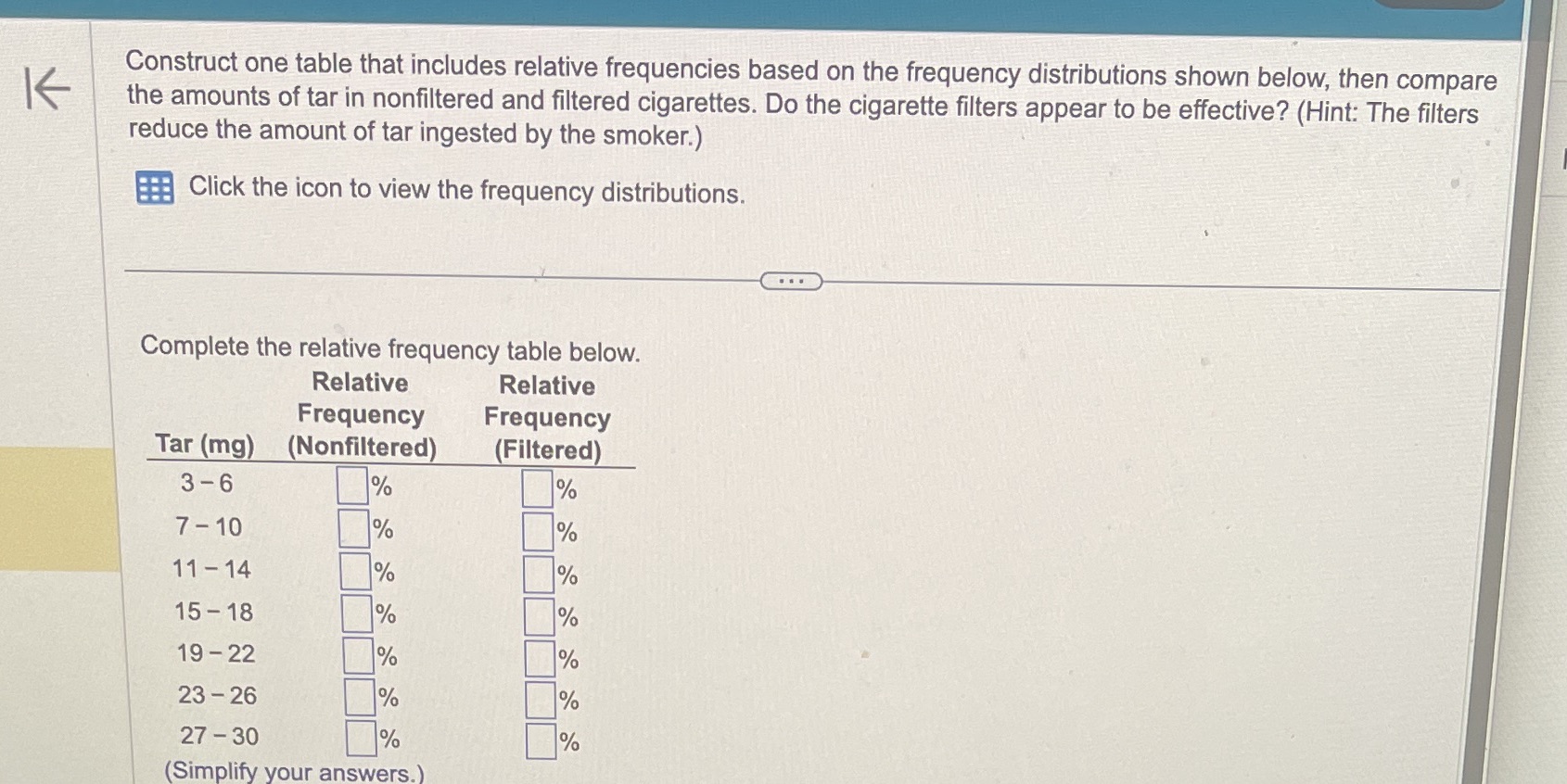  Construct one table that includes relative frequencies based on the frequency
