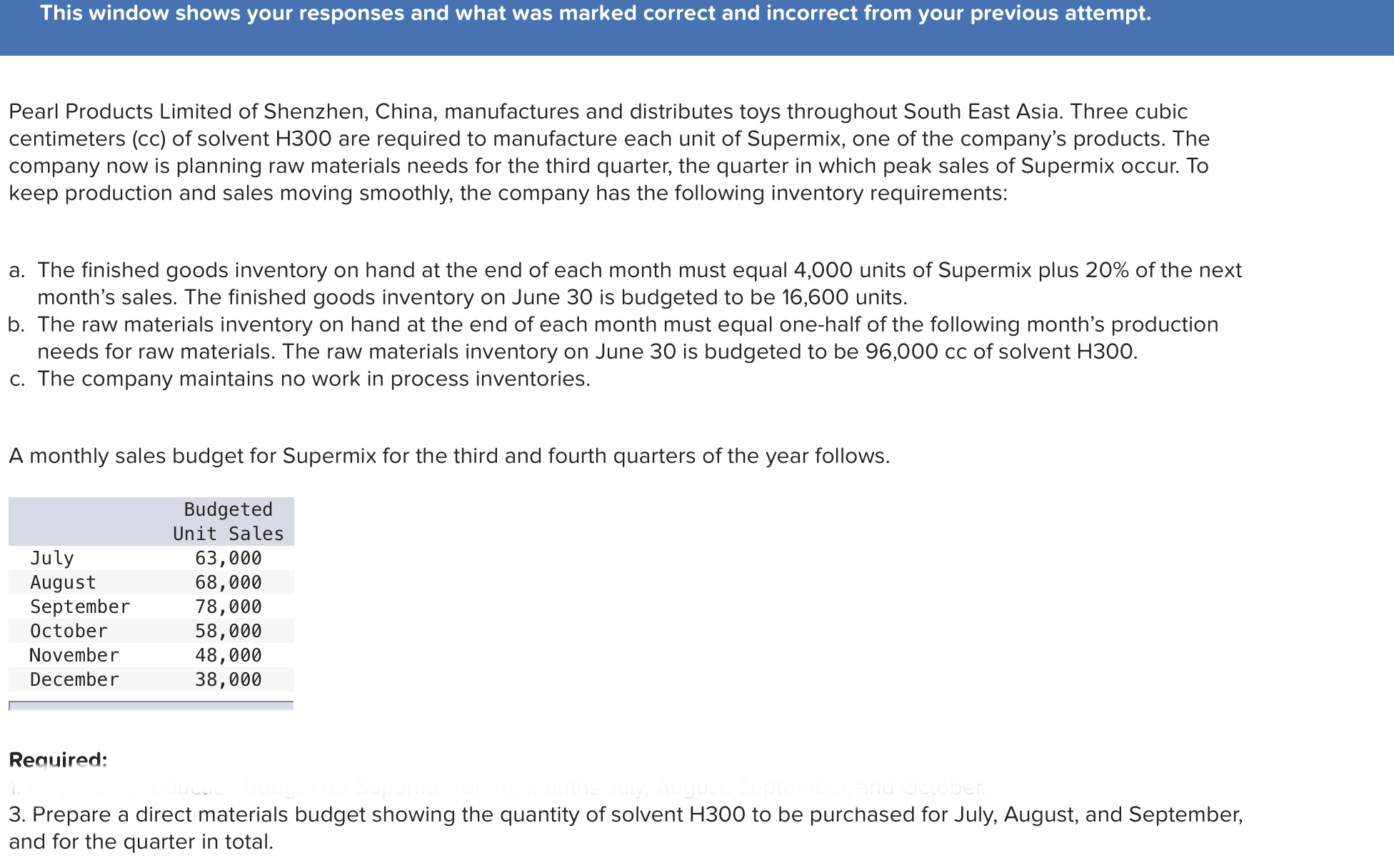  This window shows your responses and what was marked correct and