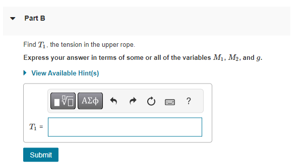 Find 72, the tension in the lower rope. Express your answer in