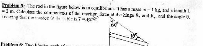  Problem 5: The rod in the figure below is in equilibrium.