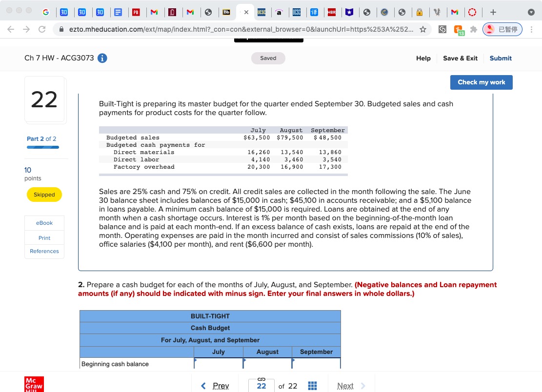 C ezto.mheducation.com/ext/map/index.html?_con=con&external_browser=0&launchUrl=https%253A%252... * Ch 8 HW - ACG3073 Saved Help Save &