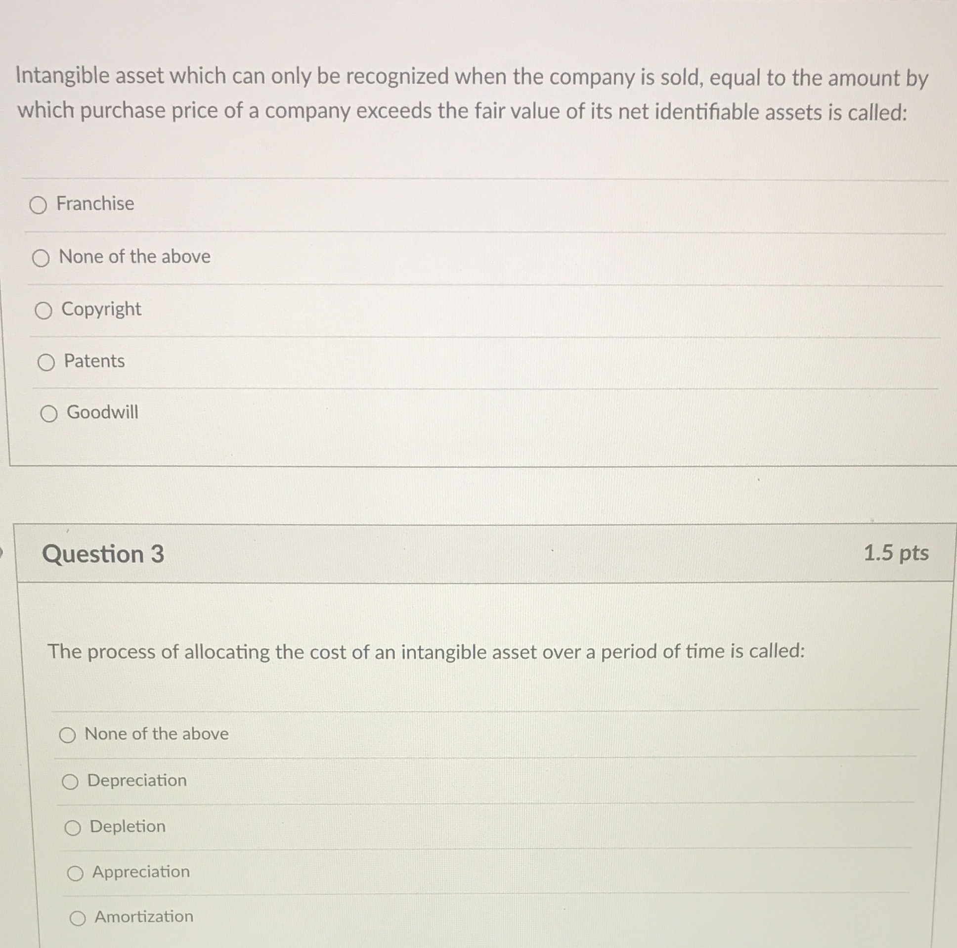 I need this for notes and exercises Intangible asset which can only