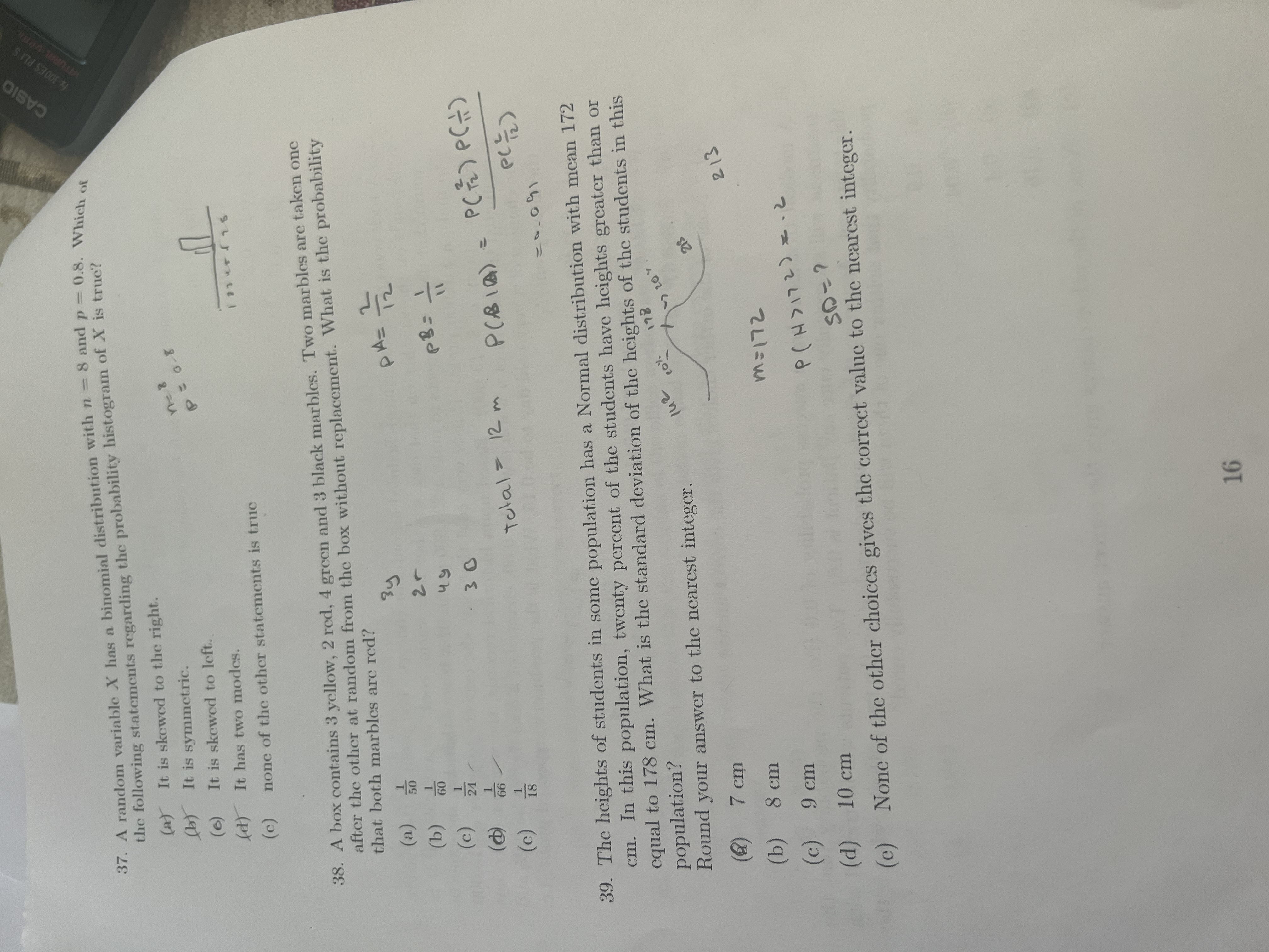 and height (ex- planatory variable measured in inches) for 35 students resulted