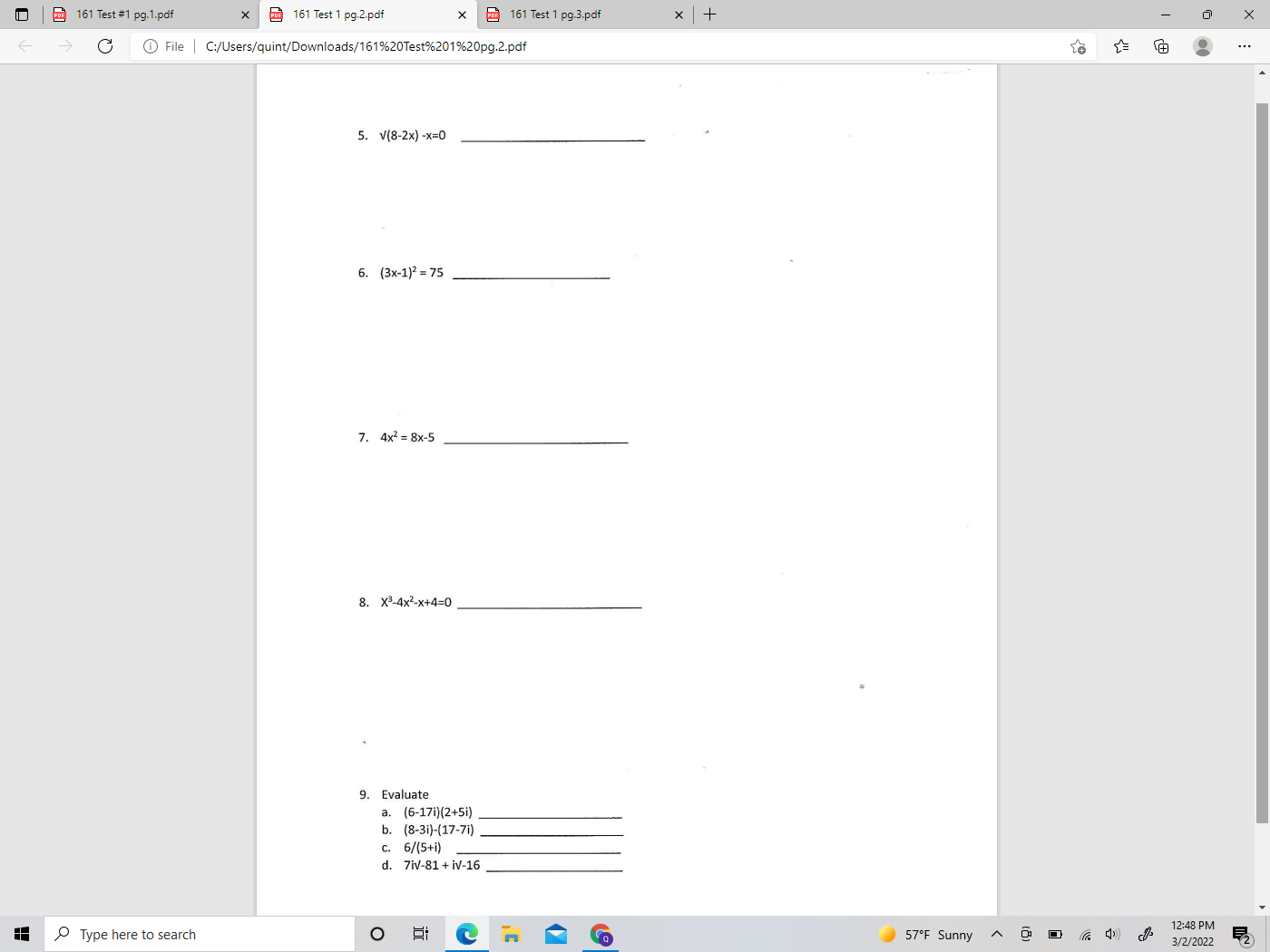 | in 161 Test 1 pg.3.pdf * + X C File |