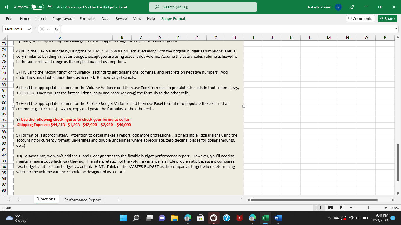 - Excel Search (Alt+Q) Izabelle R Perez IR X File Home Insert