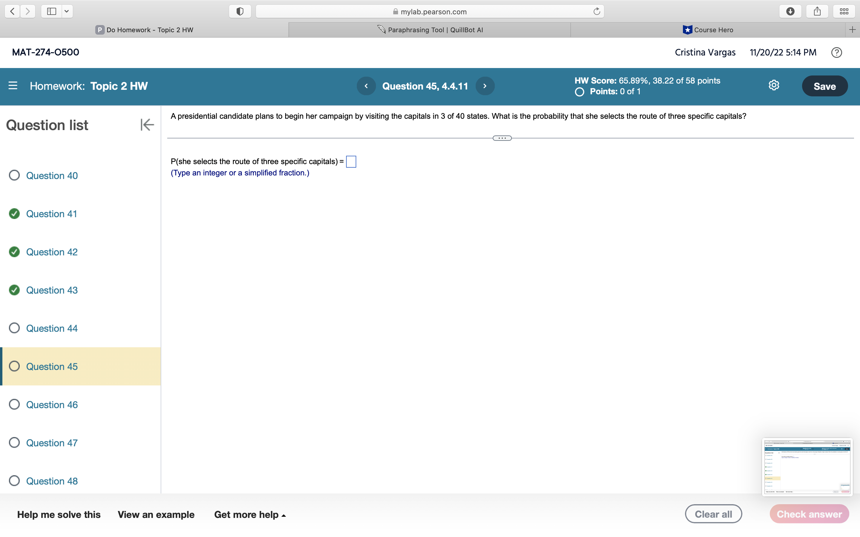 HW Paraphrasing Tool | QuillBot Al *Course Hero + MAT-274-05 Cristina Vargas