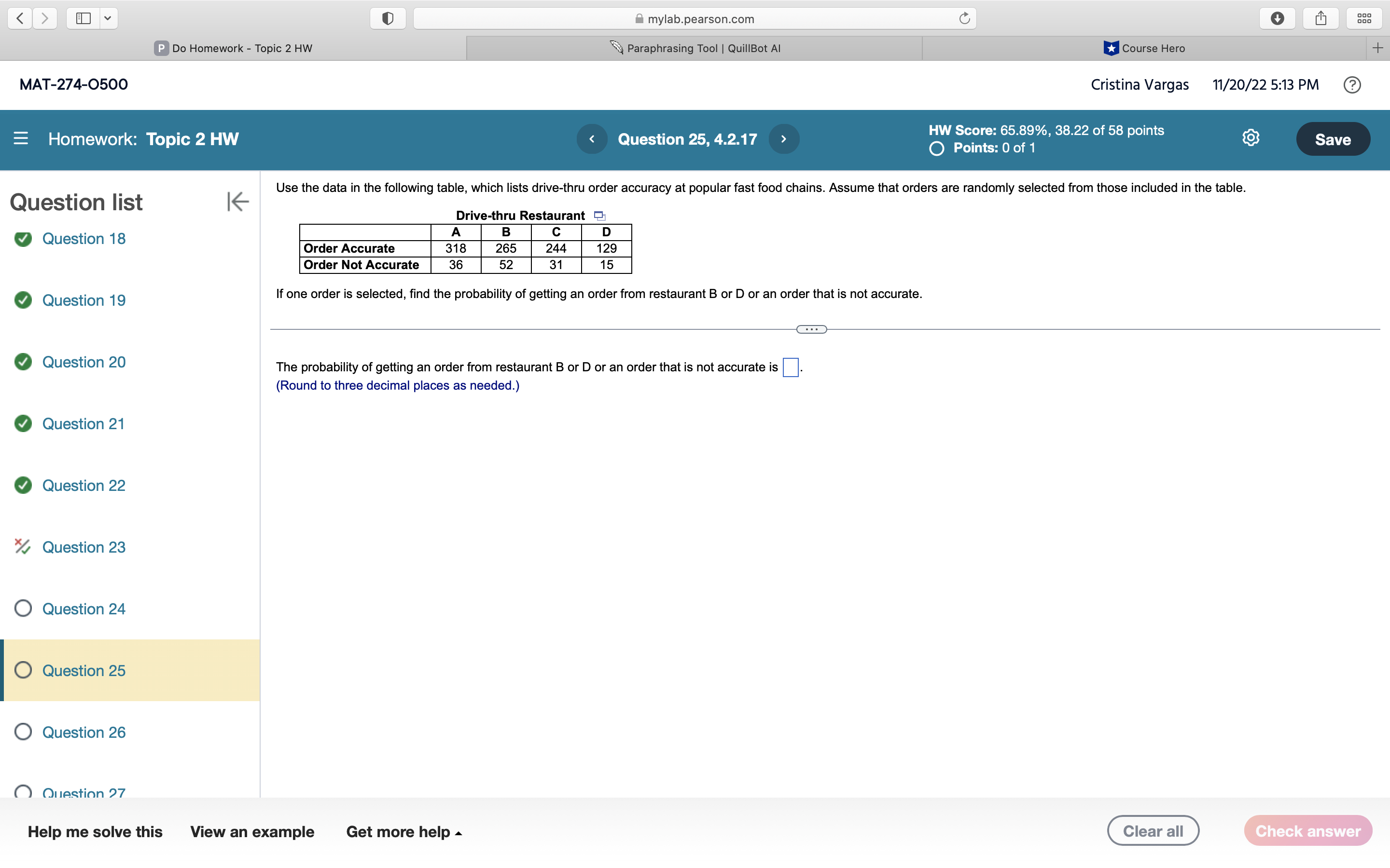 HW Paraphrasing Tool | QuillBot Al *Course Hero + MAT-274-05 Cristina Vargas