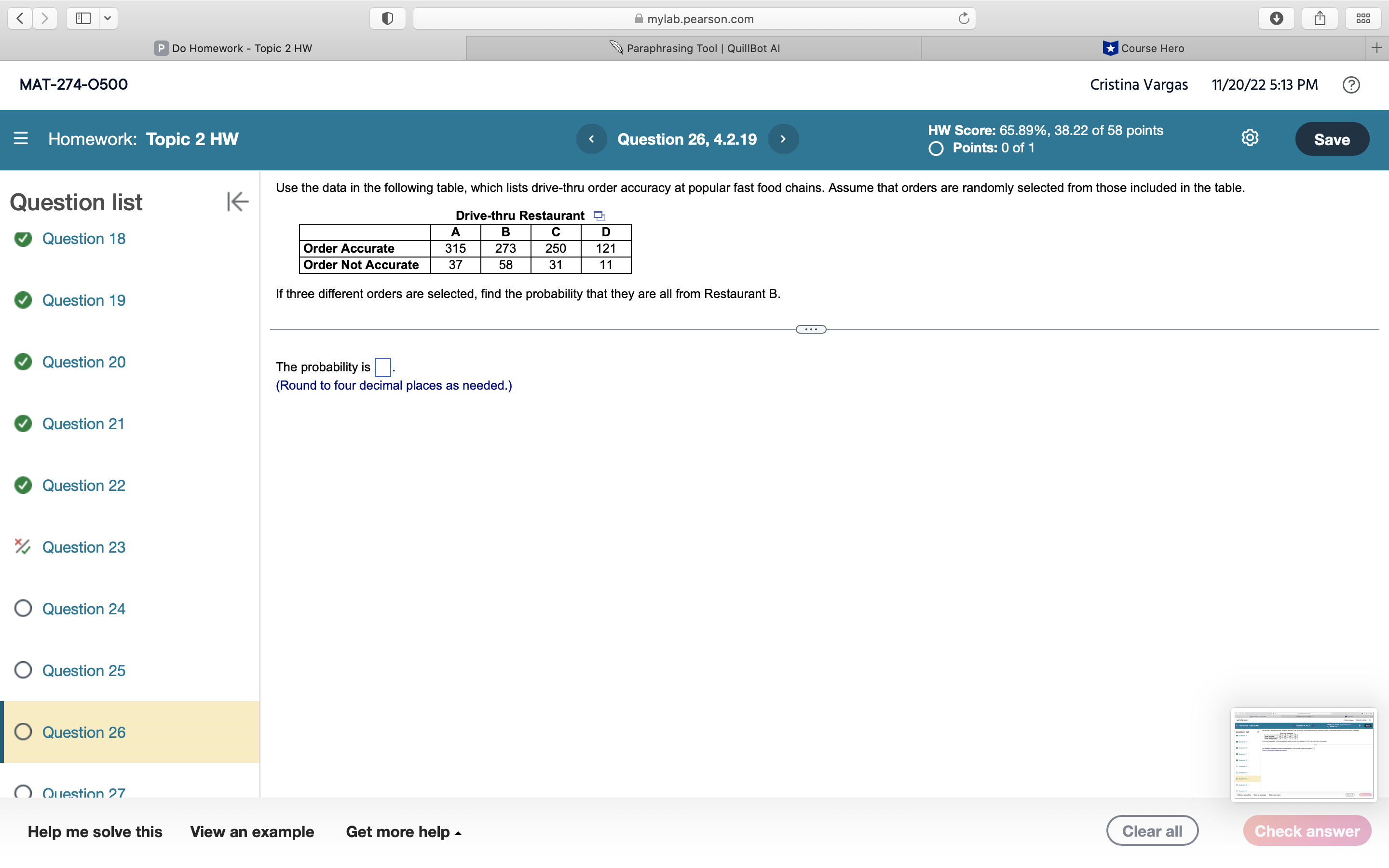 11/20/22 5:13 PM Homework: Topic 2 HW Question 24, 4.2.13 HW Score:
