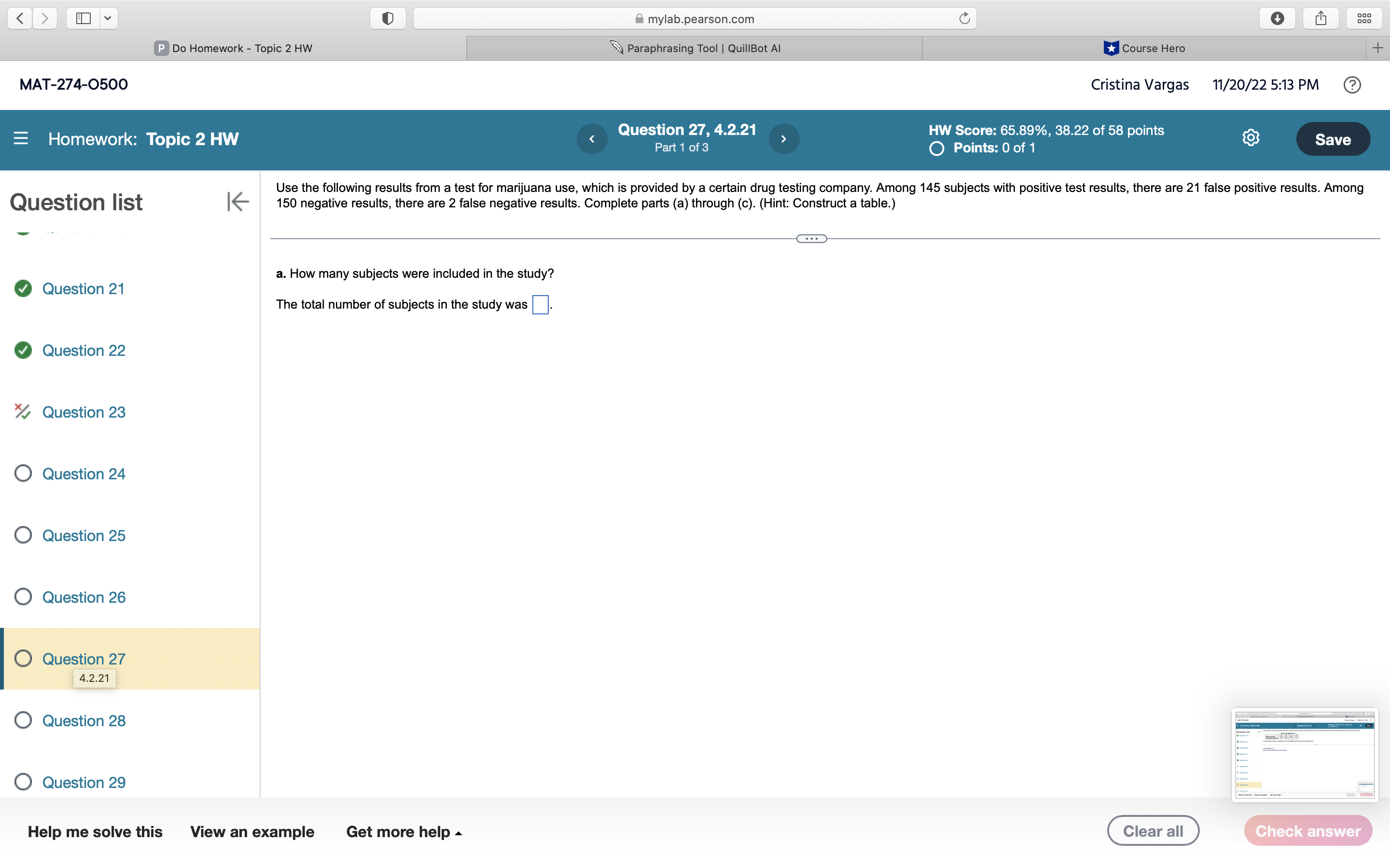 65.89%, 38.22 of 58 points Part 1 of 2 Points: 0 of