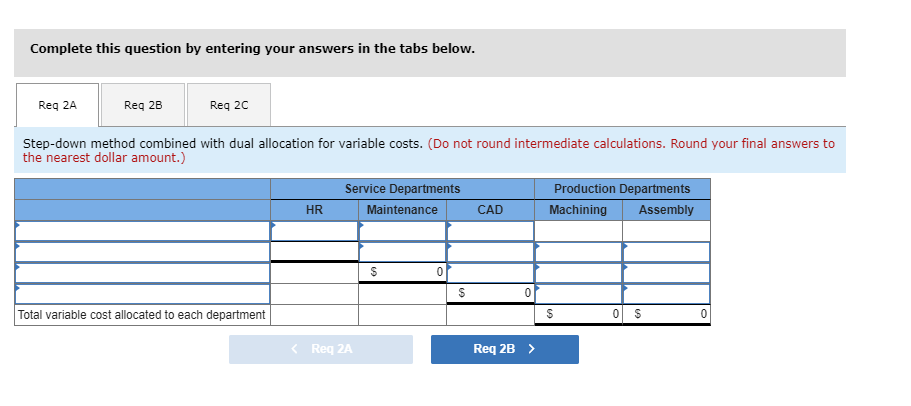 There are three service departments: Maintenance, Human Resources (HR), and 10 Computer