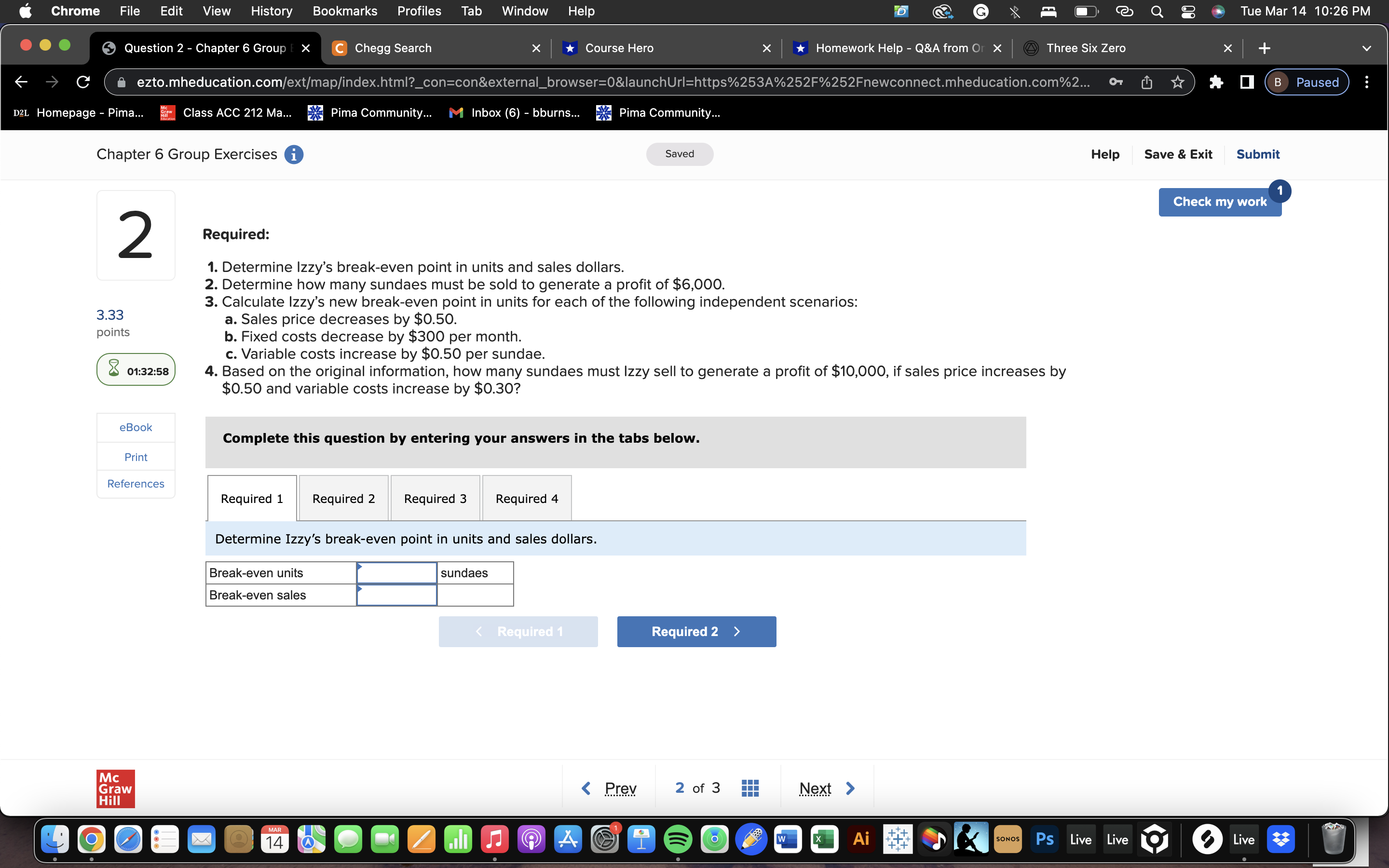 A O Tue Mar 14 10:25 PM Question 2 - Chapter 6