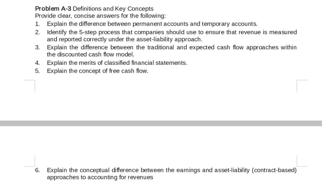 intermediate Financial Reporting Problem A-3 Definitions and Key Concepts Provide clear, concise