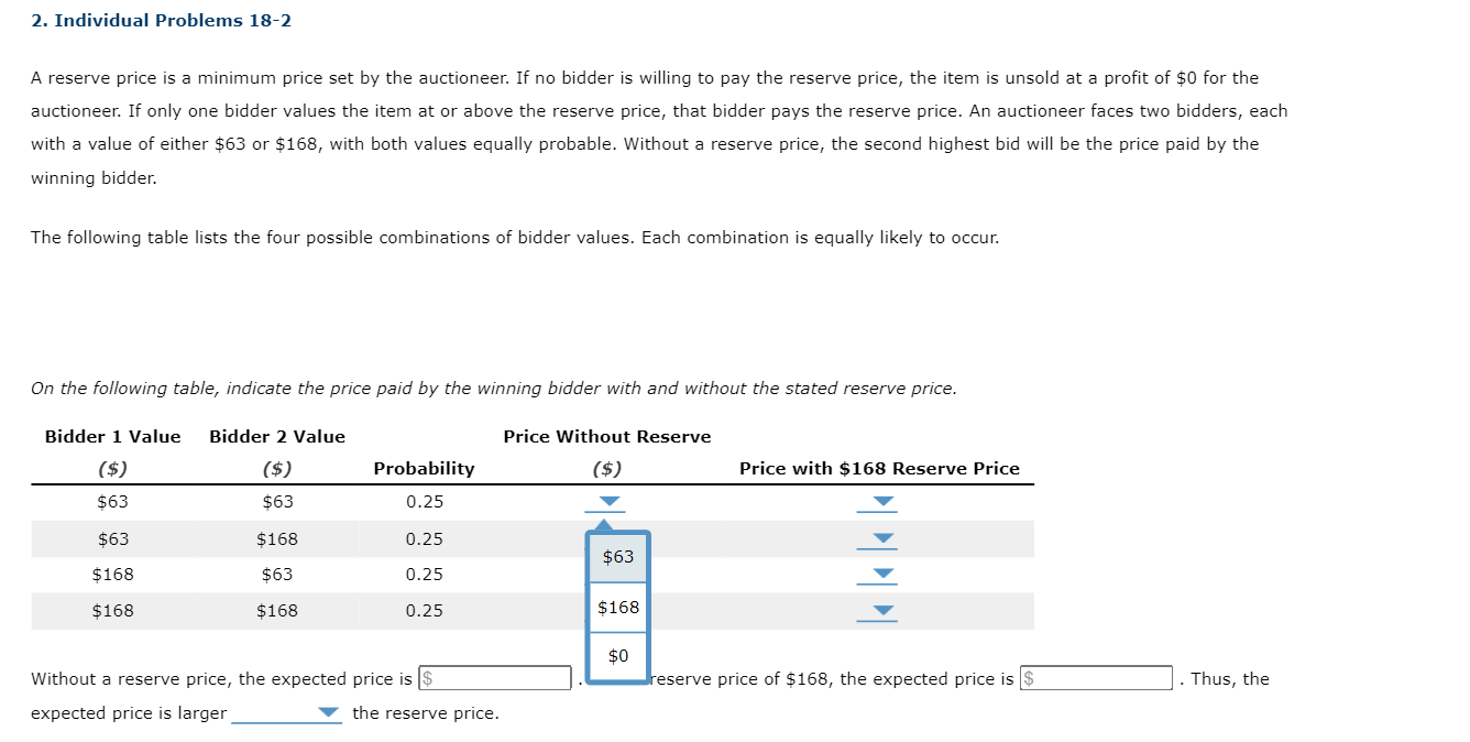 set by the auctioneer. If no bidder is willing to pay the