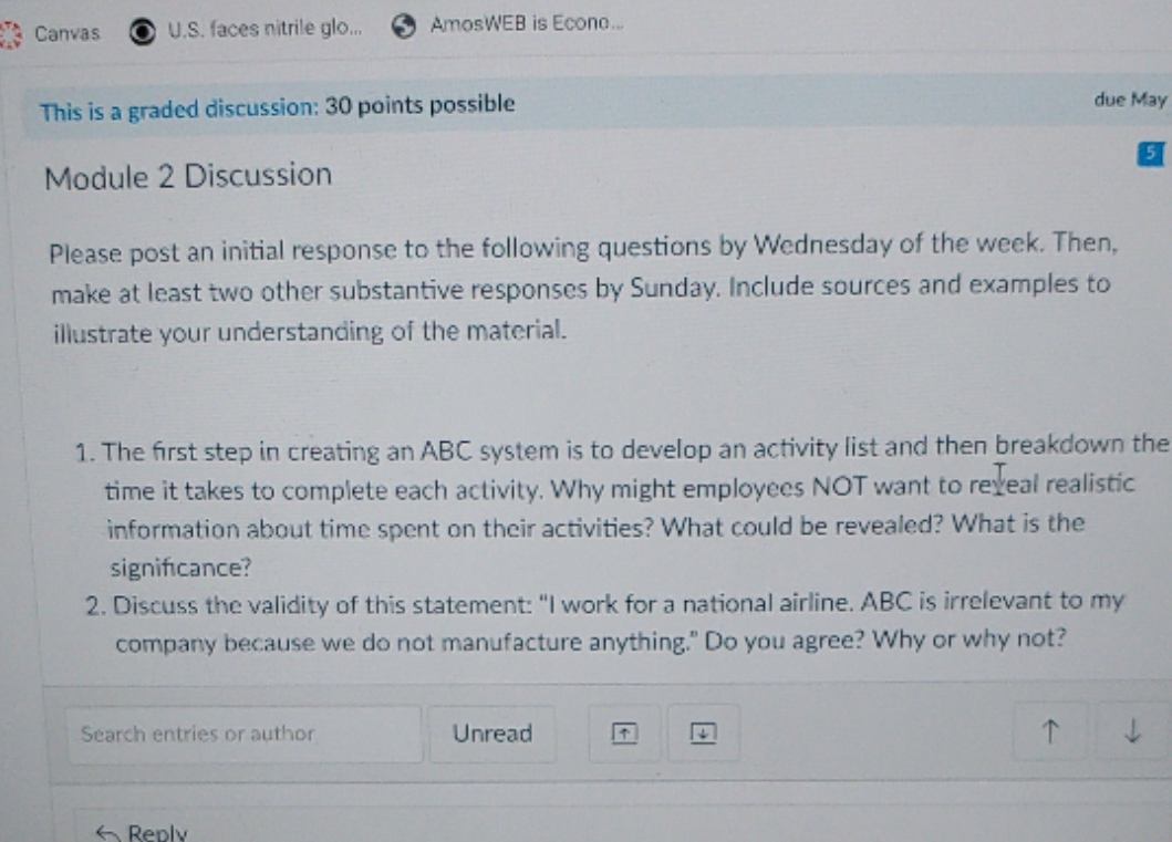 Looking for help applying ABC in the examples below. Canvas O U.S.