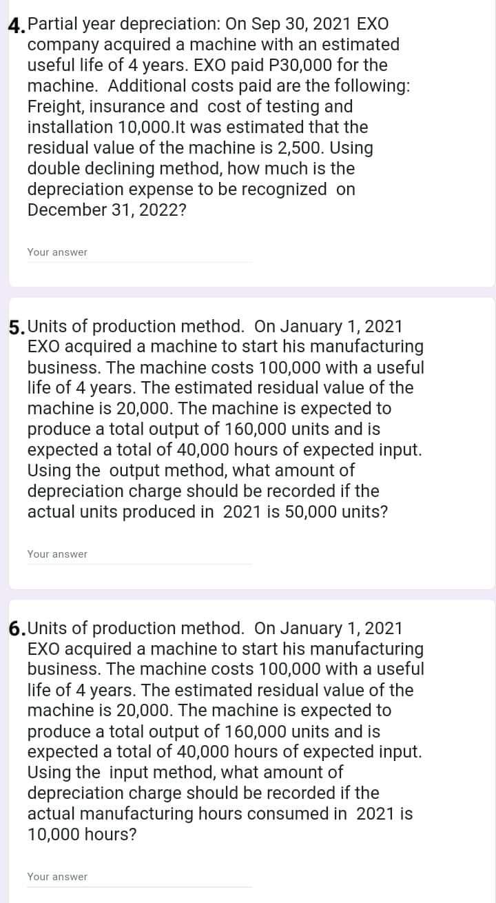 balance method. On January 1, 2021 EXO company acquired a machine with
