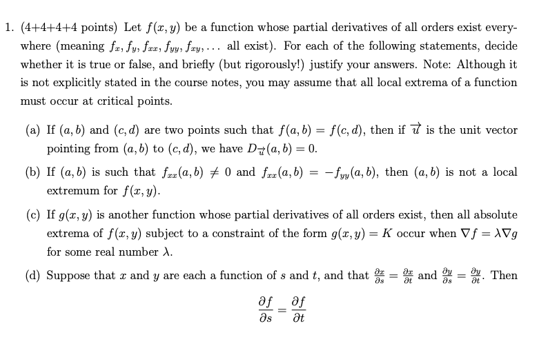  1. (44-44-444 points) Let z, y) be a function whose partial
