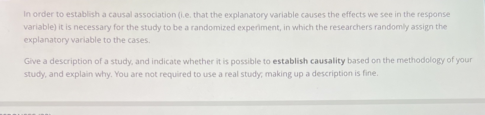 make and example for me ? In order to establish a causal