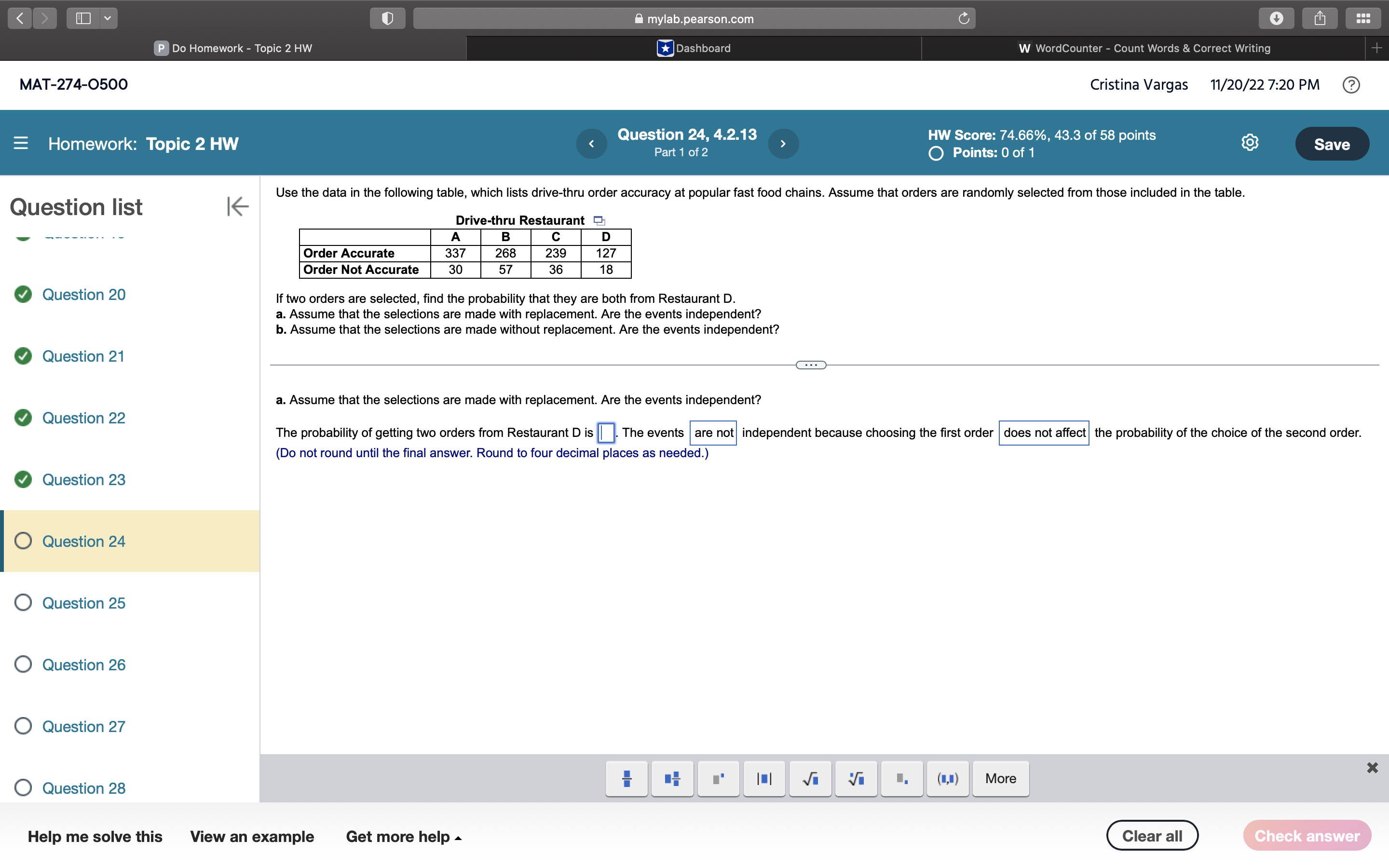  mylab.pearson.com C P Do Homework - Topic 2 HW *Dashboard W