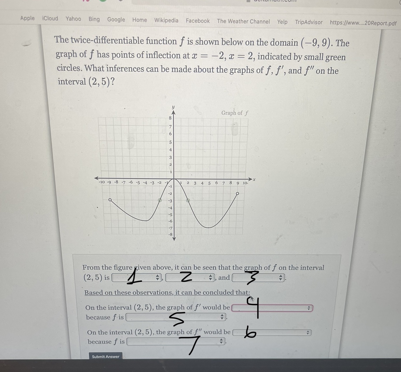 Box1: positive or negative Box2: increasing or decreasing Box 3 concave up