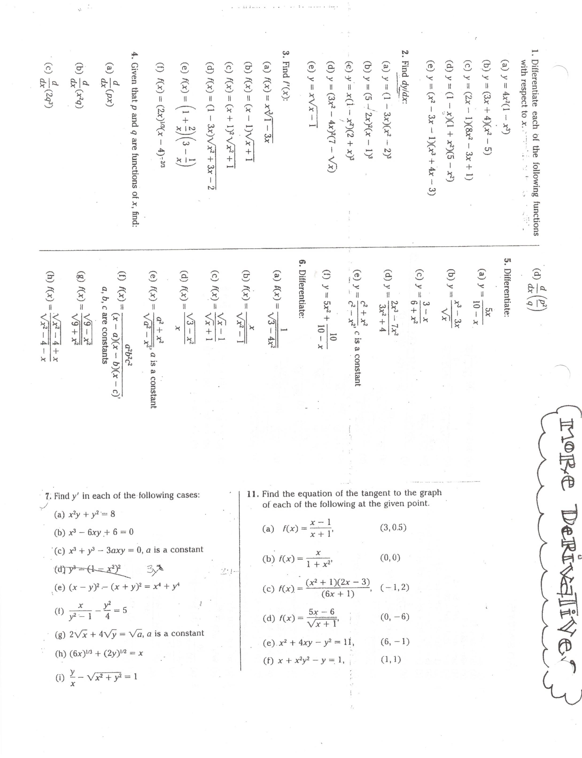 Please use First Principles to answer my question. More DERIVliver 1. Differentiate