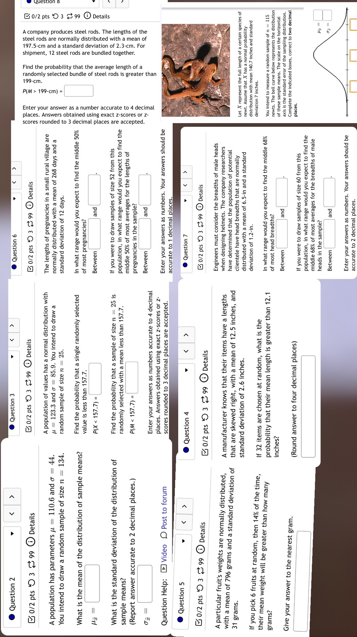 Answer all 8 Question 2 Question 3 Question 6 0/2 pts 9