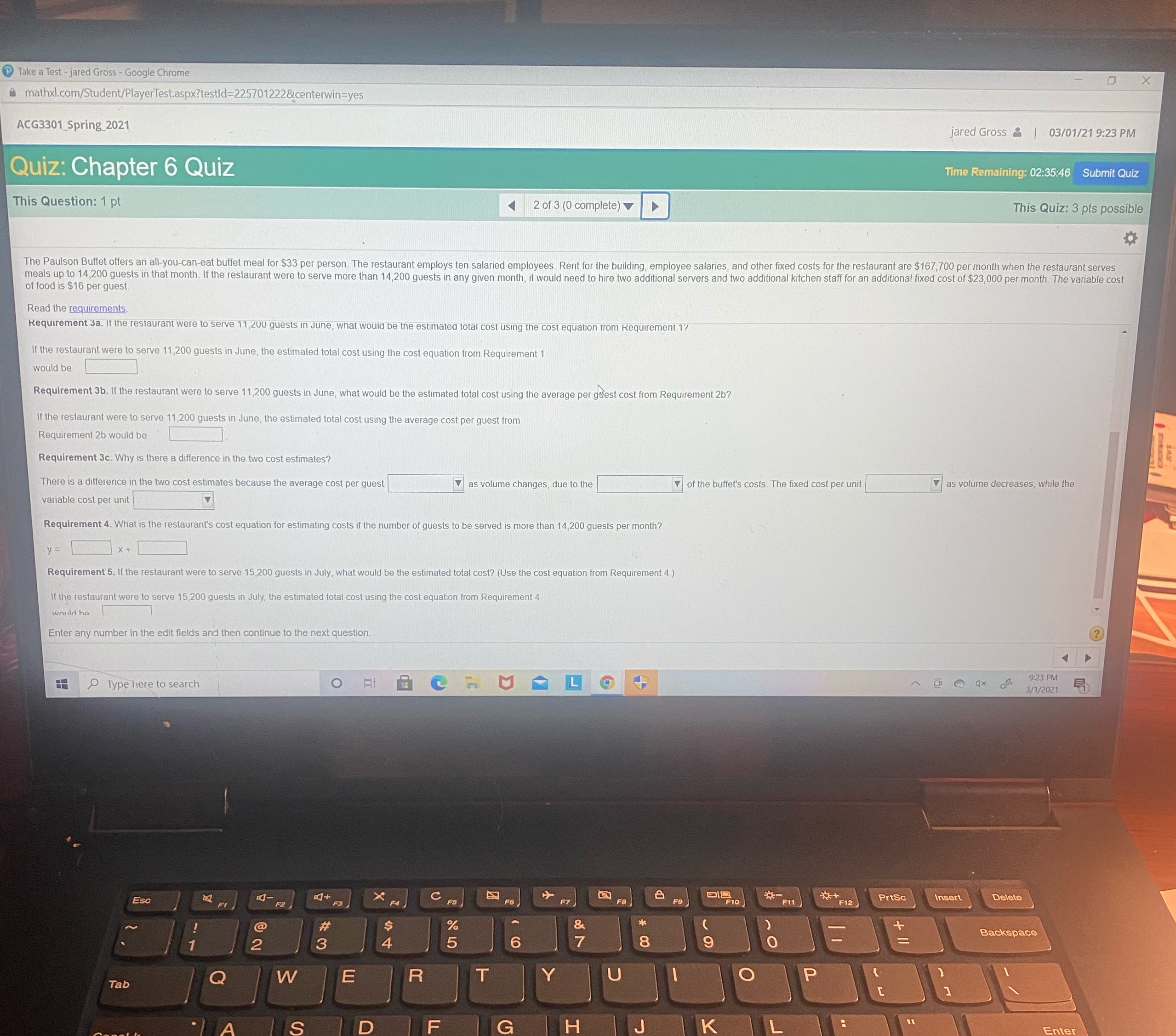  Take a Test - jared Gross - Google Chrome X mathxl.com/Student/PlayerTest.aspx?testld=225701222&centerwin=yes
