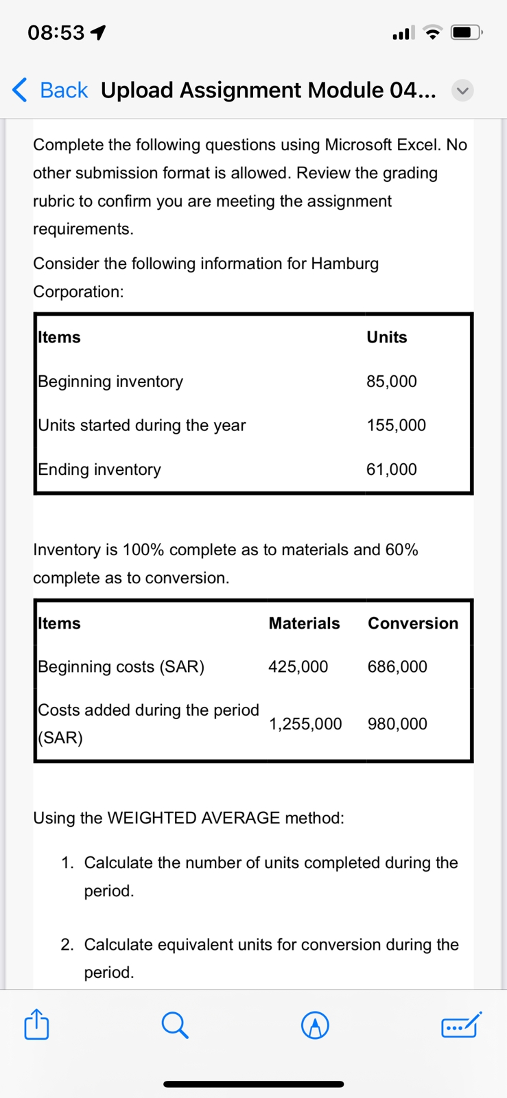  08:53 4 I" '3' |.:]' ( Back Upload Assignment Module 04...