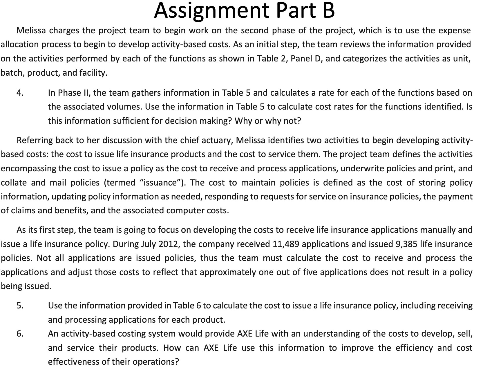  Assignment Part B Melissa charges the project team to begin work