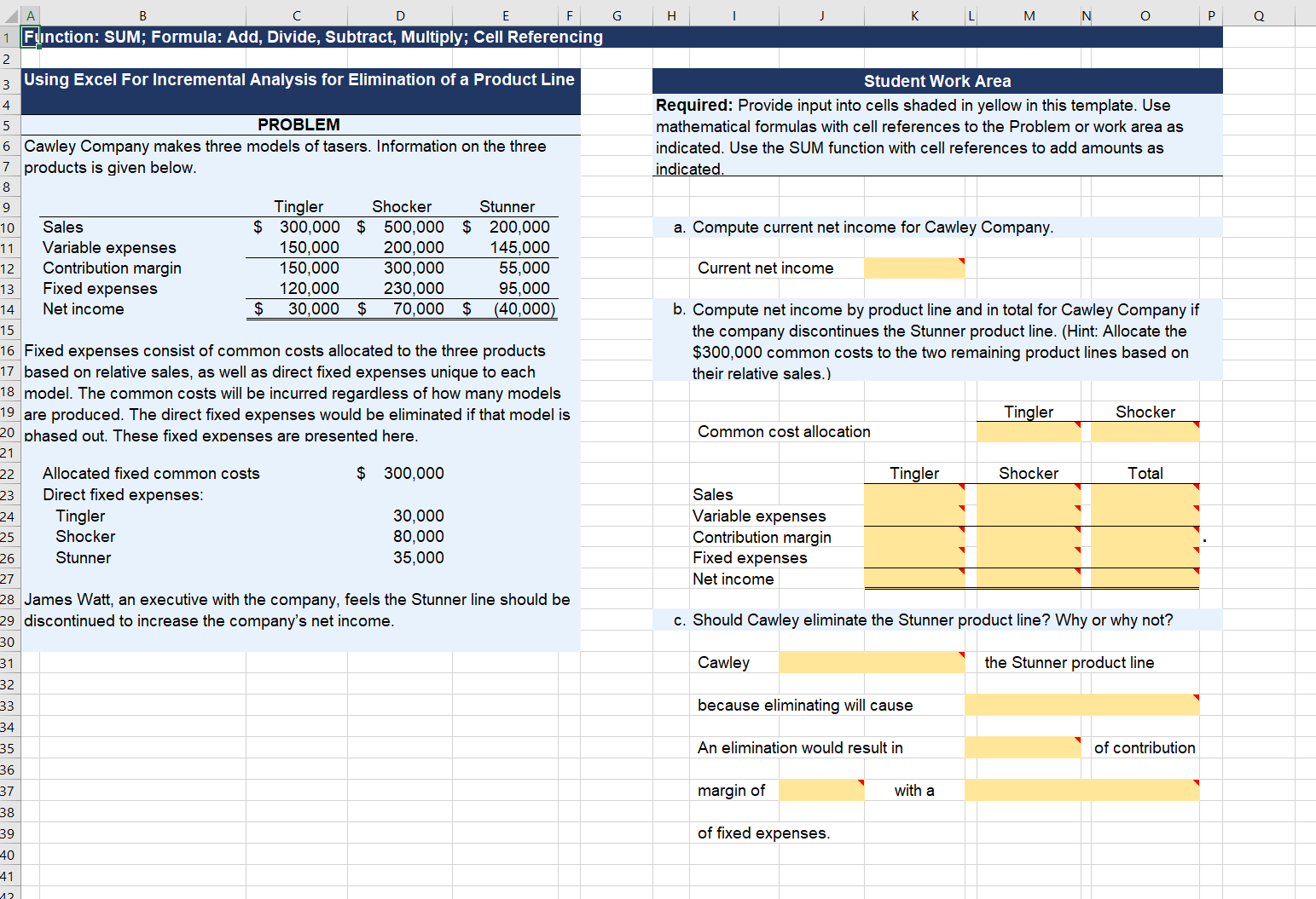 Need some help with this question, please help with the cell referencing
