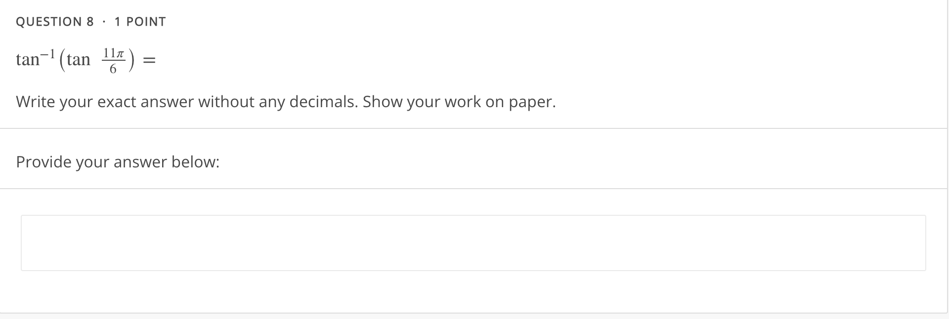 answer in degrees. Provide your answer below: FEEDBACKQUESTION 5 ' 1 POINT