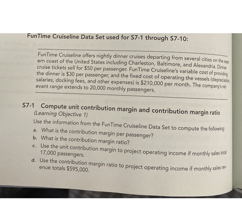  FunTime Cruiseline Data Set used for $7-1 through $7-10: Fun Time