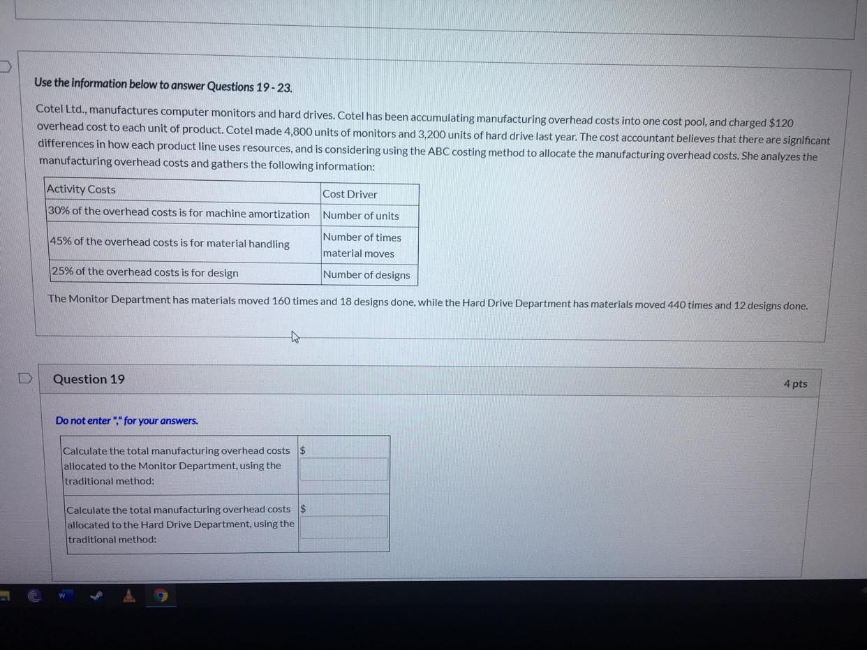 Please try showing your work Thanks. Use the information below to answer