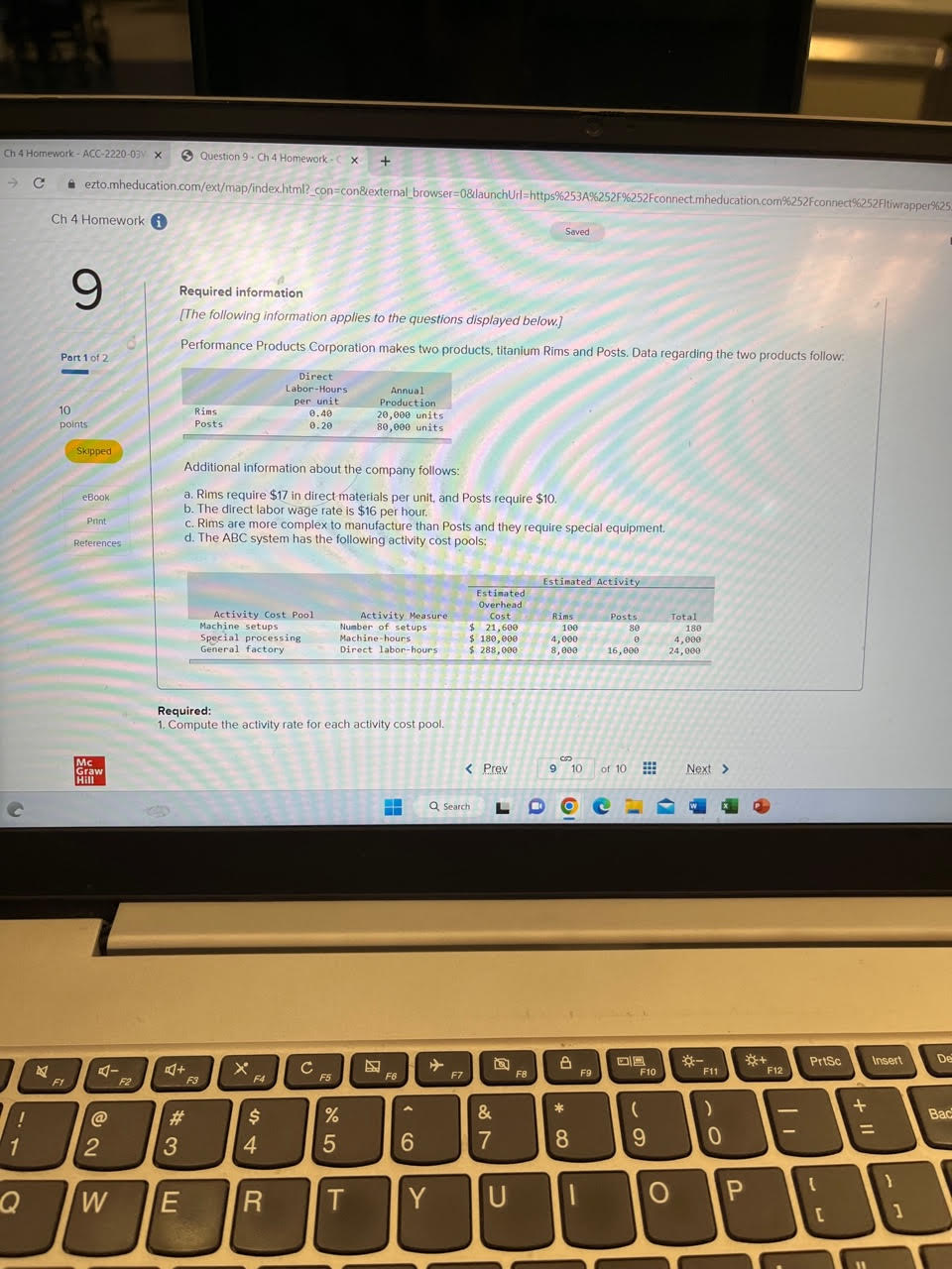 Ch 4 Homework - ACC-2220-03 x 3 Question 9 . Ch