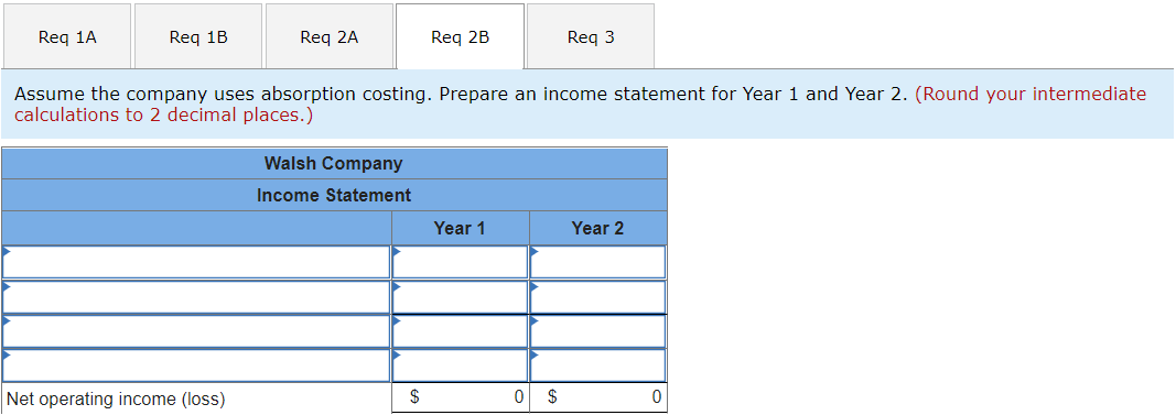 Req 1B Req 2A Req 2B Req 3 Assume the company uses