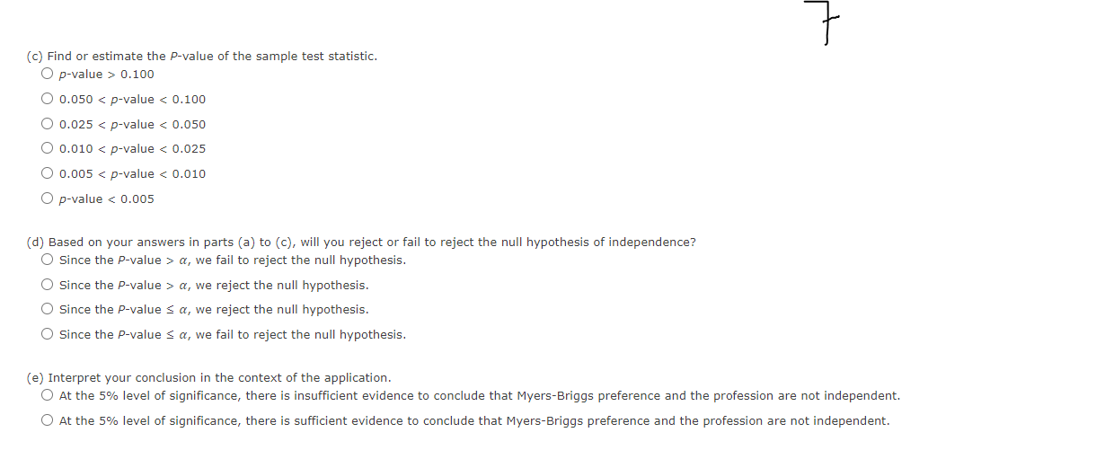 fail to reject the null hypothesis. O Since the P-value > a,