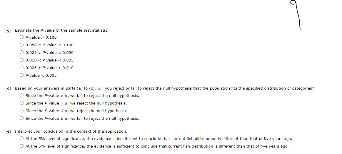 of the application. O At the 5% level of significance, the evidence