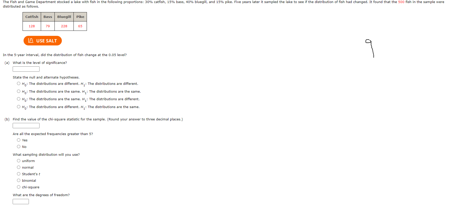 is insufficient to conclude that current fish distribution is different than that