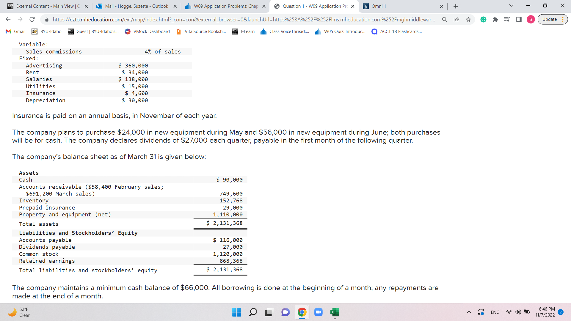 Hogge, Suzette - Outlook X illlin W09 Application Problems: Chap X Question