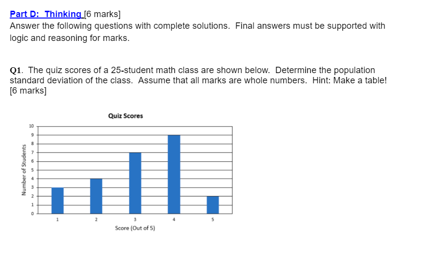 pls answer quickly Part D: Thinking [6 marks] Answer the following questions